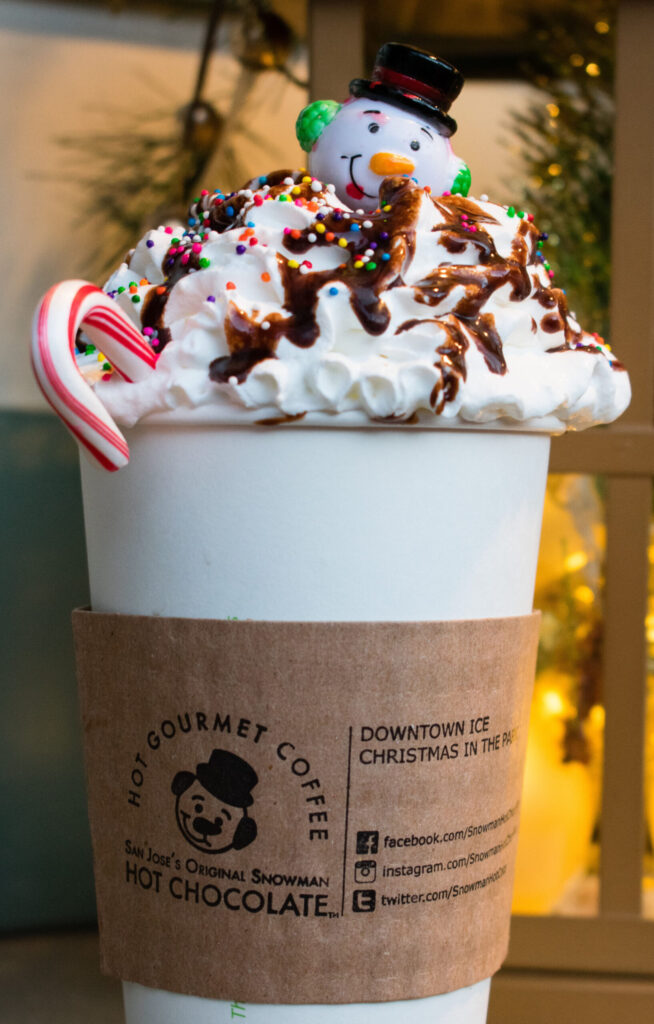 Hot chocolate and Christmas cookie from café near Denny Avenue