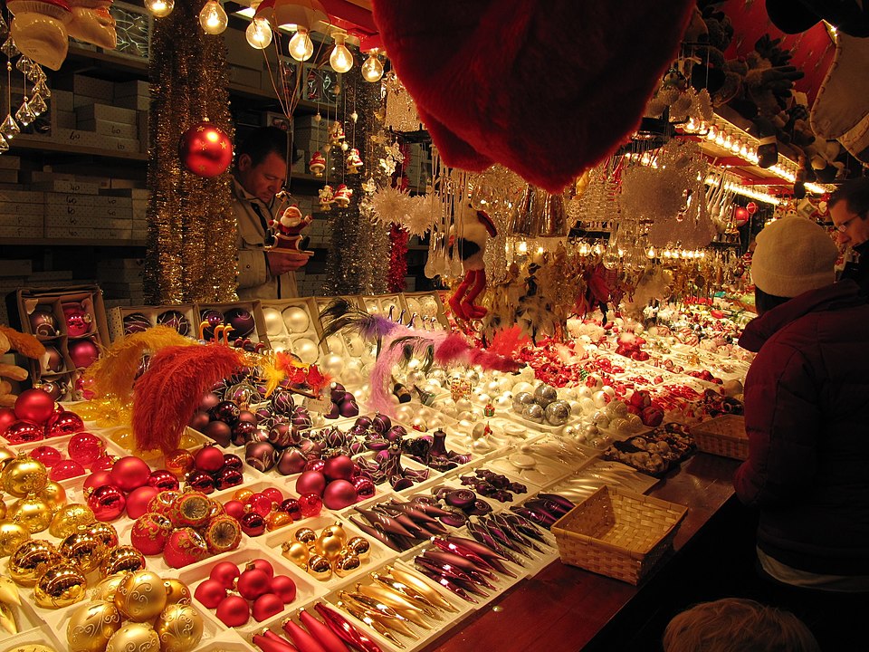 Close-up of handmade ornaments at a WA Christmas market