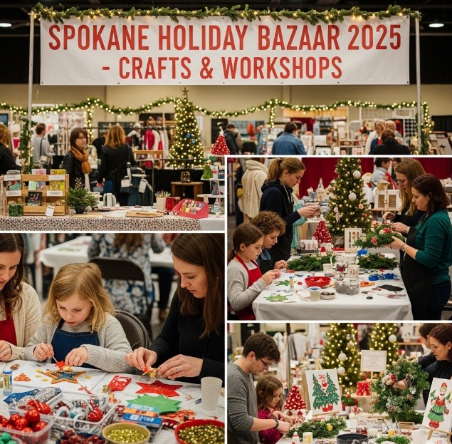 Holiday crafts and workshops at Spokane Holiday Bazaar 2025.