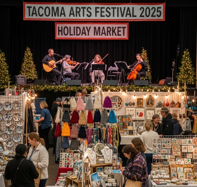 Holiday music and handmade crafts at Tacoma Arts Festival 2025.