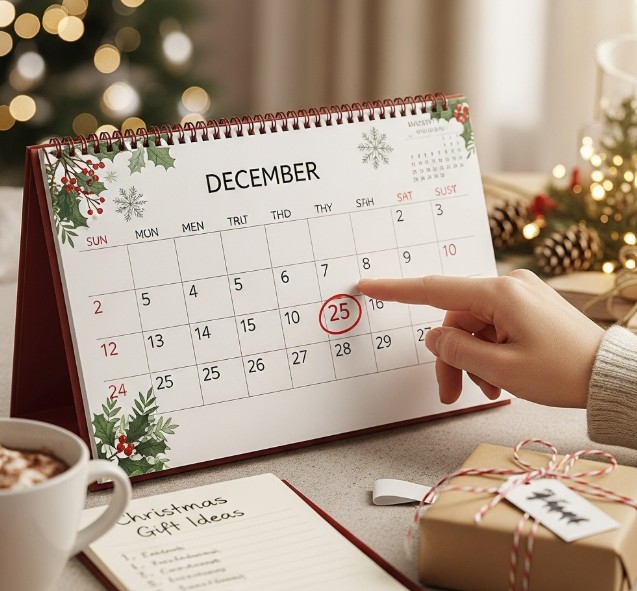 Planning early for Christmas with a marked calendar