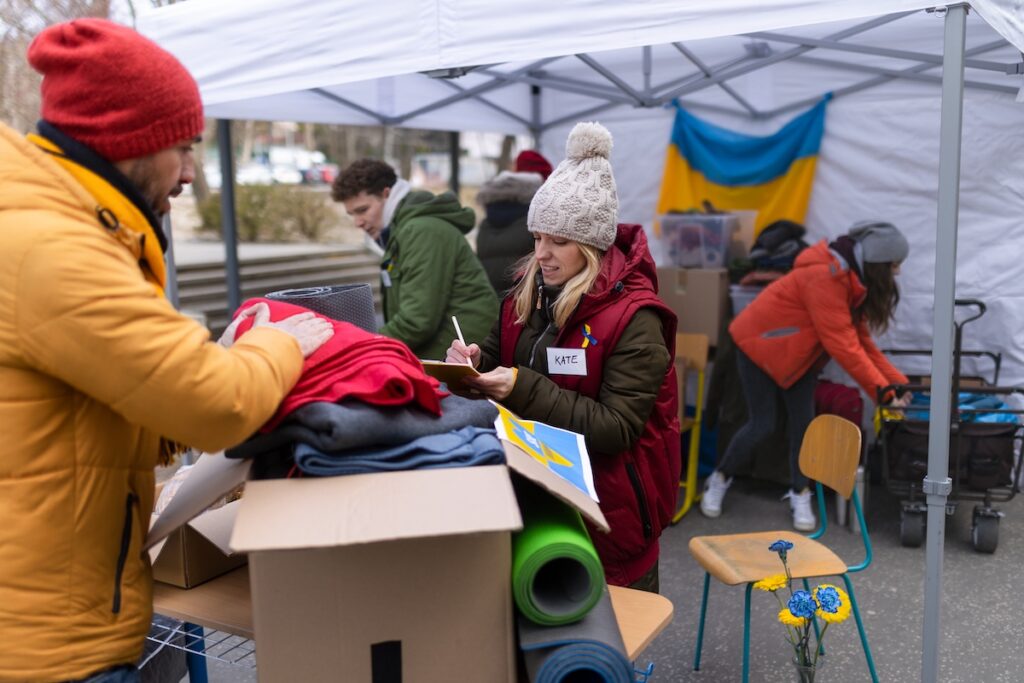 Christmas clothing donation drive volunteers in Washington State.