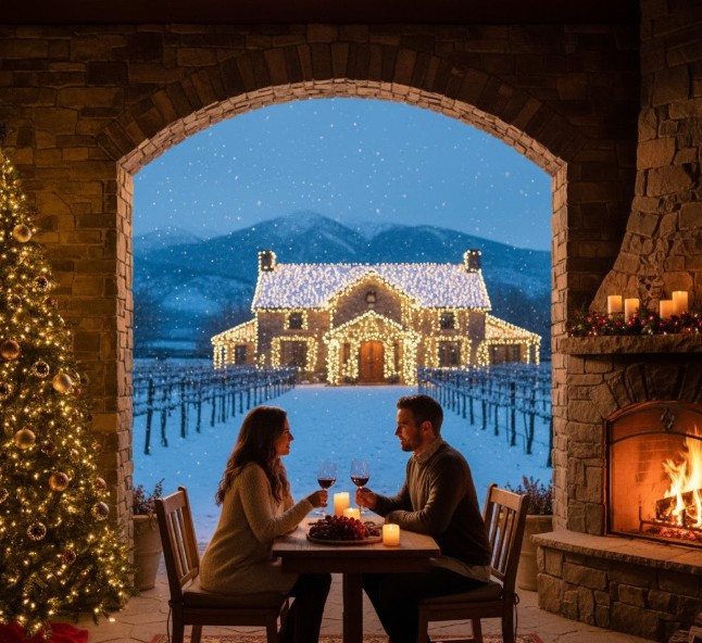 Romantic Christmas wine getaway in Walla Walla Washington.