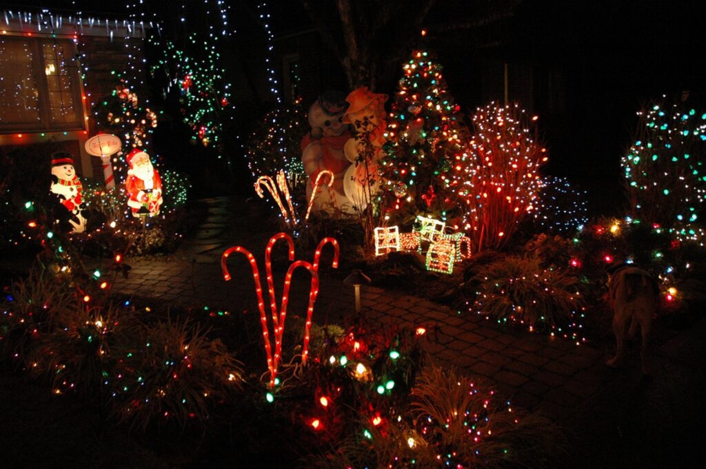 Candy Cane Lane decorations during Christmas in Seattle 2025