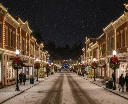 Downtown Snohomish Christmas lights 2025