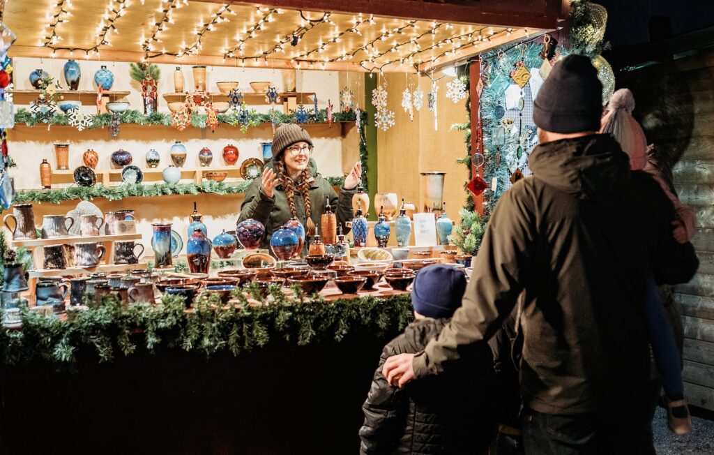 Visitors shopping at Seattle Christmas markets & crafts 2025
